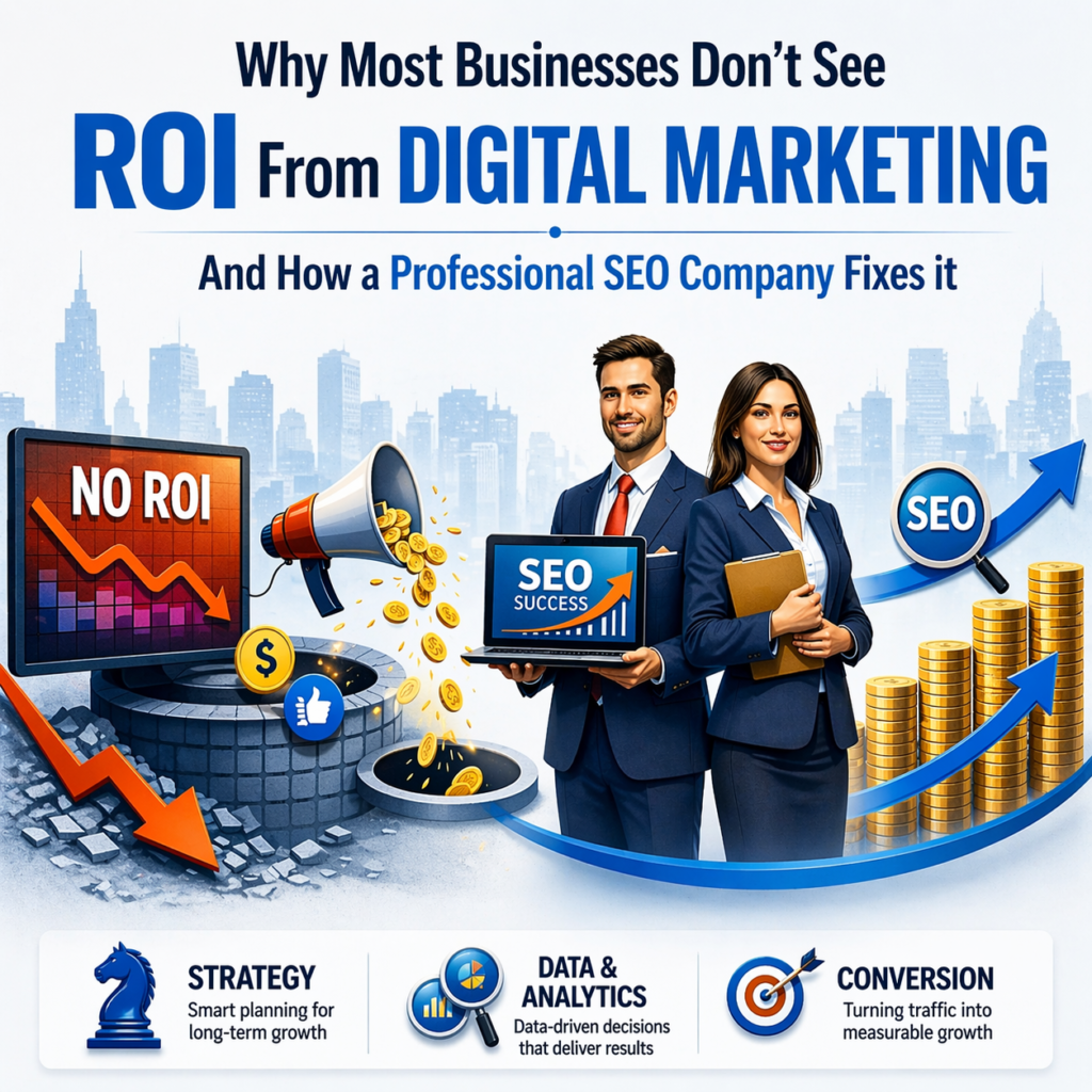 Why Most Businesses Don’t See ROI From Digital Marketing Trends A Professional SEO Company Fixes It.
